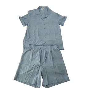 COOFANDY Short Sleeve Shirt and Shorts Set Medium Light Blue New